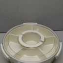 Divided Serving Tray with Lid and Handle, Stackable Snackle Box Container for Fruits Candy Organizer, Portable Spinning Rounded Veggie Tray for Kitchen, Party, Trave and Picnic-1 PACK