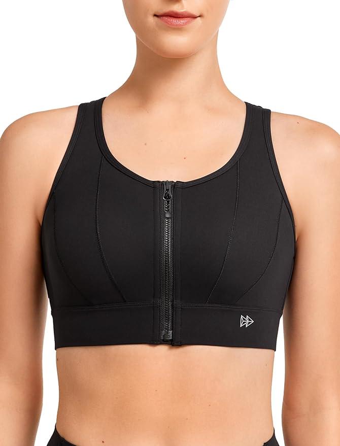 Yvette Front Closure Sports Bras for Women High Support Large Bust Supportive Sports Bra High Impact for Running (XX-Large, Dark Green)