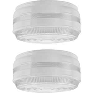 2 x Aspen Creative 23604-02, 6" Clear And White Drum Replacement Glass Shade For Ceiling Fixture, Fitter: 5-5/8", 6" D x 3-1/4" H, 2 Pack
