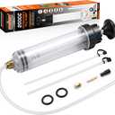 HORUSDY 200cc Fluid Extractor Syringe Oil Pump, Fluid Evacuator with 23" Flexible Hose, 12" Fine & Coarse Hoses, for Automotive, Motorcycle, Marine & Equipment Maintenance (9PCS) (200CC New Model)