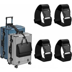 Frienda 4 Pcs Add a Bag Luggage Straps for Travel Suitcase Essentials TSA Approved Luggage Connector Straps Adjustable Belt