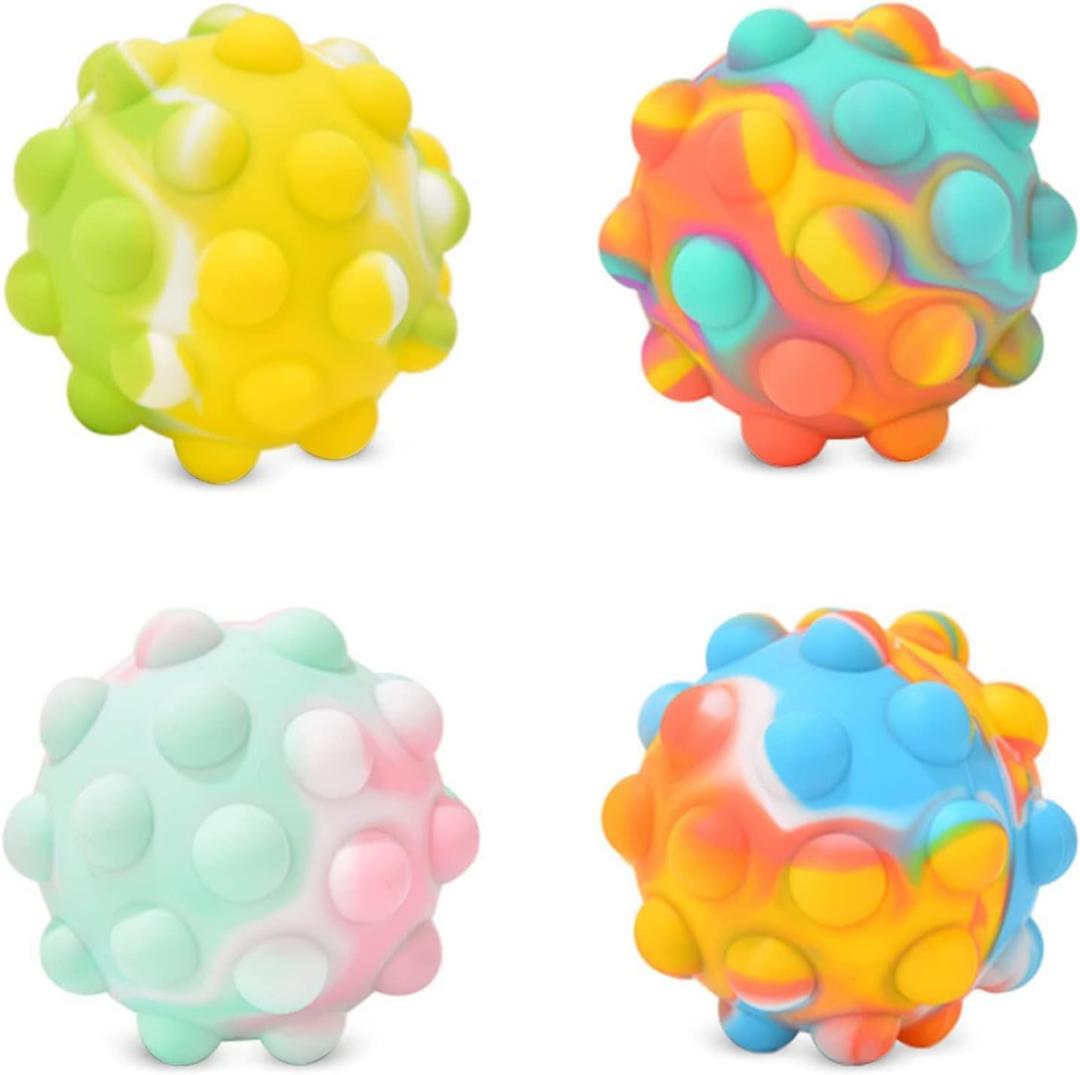 Gifts for Kids 4 Packs Pop Ball Fidget Toy 3D Push Bubble Push Squeeze Ball Sensory Toy Gift Stress Relieving Game for Kids Adult