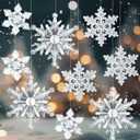 Soaoo 150 Pcs Winter Acrylic Snowflake Ornaments Crystal Snowflake Decoration Ornaments Assorted Size Winter Table Scatter Xmas Tree Hanging Pendant for DIY Craft Party Favor(Clear)