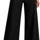MOHHOM Womenâ€™s High Waisted Wide Leg Cropped Pants Stretchy Business Casual Work Pants with Pockets(Black,Small)