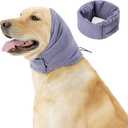 Quiet Ears for Dogs - Adjustable Ear Covers for Noise, No Shake Dog Head Wrap, Dog Calming Hood for Thunder, Lightning, Fireworks, Vet Visits, Polyester and Stretch Cotton Blend, Purple, Large