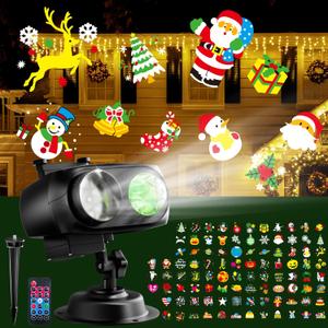 JACKYLED Halloween Christmas Projector Light, Outdoor 2-in-1 HD Holiday Projector Light Outdoor with Remote Control, Timers, IP65 Waterproof (12 Slides, 10 Colors)