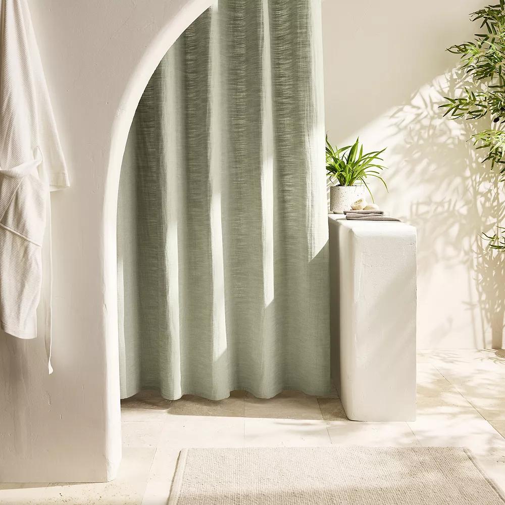 Miryana Solid Slub Shower Curtain 68"-70"