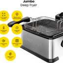 Chefman 4.5 Liter Deep Fryer w/Basket Strainer, XL Jumbo Size, Adjustable Temperature & Timer, Perfect for Fried Chicken, Shrimp, French Fries, Chips & More, Removable Oil-Container, Stainless Steel