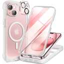 Miracase Magnetic for iPhone 15 Plus Case 6.7'' [Compatible with Magsafe] Full-Body Military Drop Proof 15 Plus Phone Case Cover with Built-in 9H Tempered Glass Screen Protector,Magnetic Frosted Clear