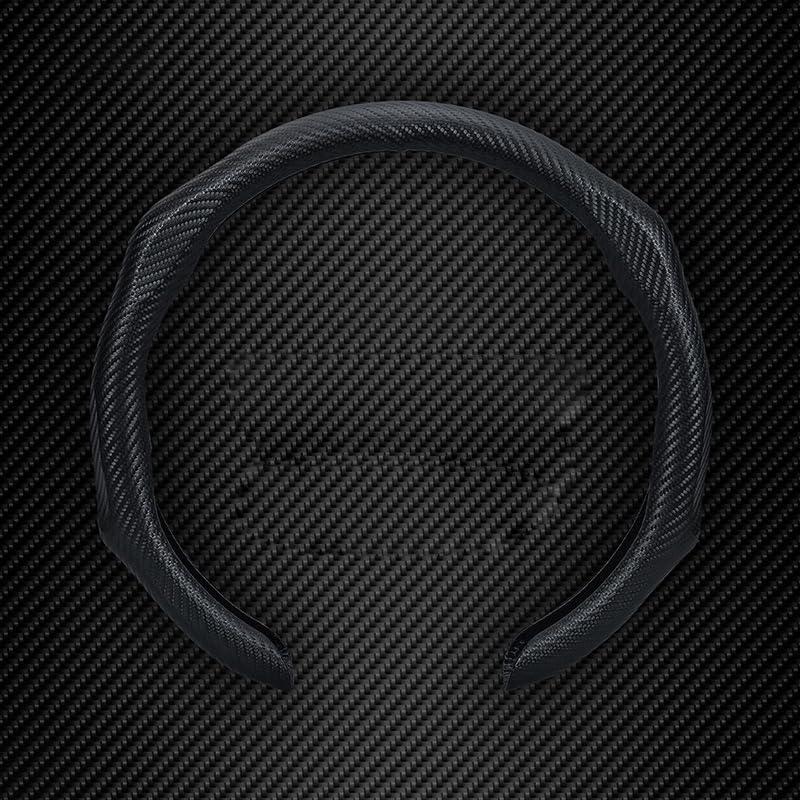 Quick Install Sporty Carbon Fiber Pattern Steering Wheel Cover Universal fit 14 to 15 inches Car Sendan Coupe SUV Pickup 14.5 to 15