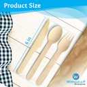 Bulk Heavy Weight 200pcs - 50 Sets - Cutlery Individually Wrapped Natural Wooden Cutlery Knife, Spoon, Fork Pack and Napkin - Extra Strong & Extra Resistant/Eco-friendly