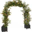 Span 70.9 in Garden Arch Trellis for Climbing Plants, Metal Wedding Arch Flowers Frame Backdrop Stand,Balloon Decor Garden Arch Arbor for Wedding Garden Party Plant Support FlowerRaised Planter Box (Span 1.8)