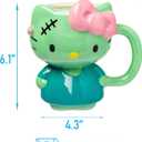 Silver Buffalo Sanrio Hello Kitty Frankenstein Halloween Costume 3D Sculpted Ceramic Mug, 20 Ounces