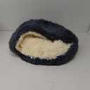 Dog Bed Round Hooded Plush Cat Cave Self Warming Pet Bed Donut Anti Anxiety Fluffy Pet Bed for Puppy and Kitty (Medium 23.6'', Dark grey)