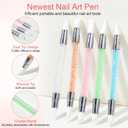 5 Pcs Nail Art Sculpture Pen, Dual Tipped Silicone Nail Tools Rhinestone Nail Art Pens Silicone Nail Brush for Design Shaping Drawing Dotting Sculpting Tool