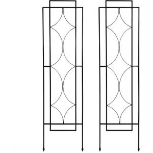 Sunnydaze 2-Piece Chic Diamonds Garden Trellis for Climbing Plants - Outdoor Decorative Metal Flower Trellis - 60-Inch Tall - Black