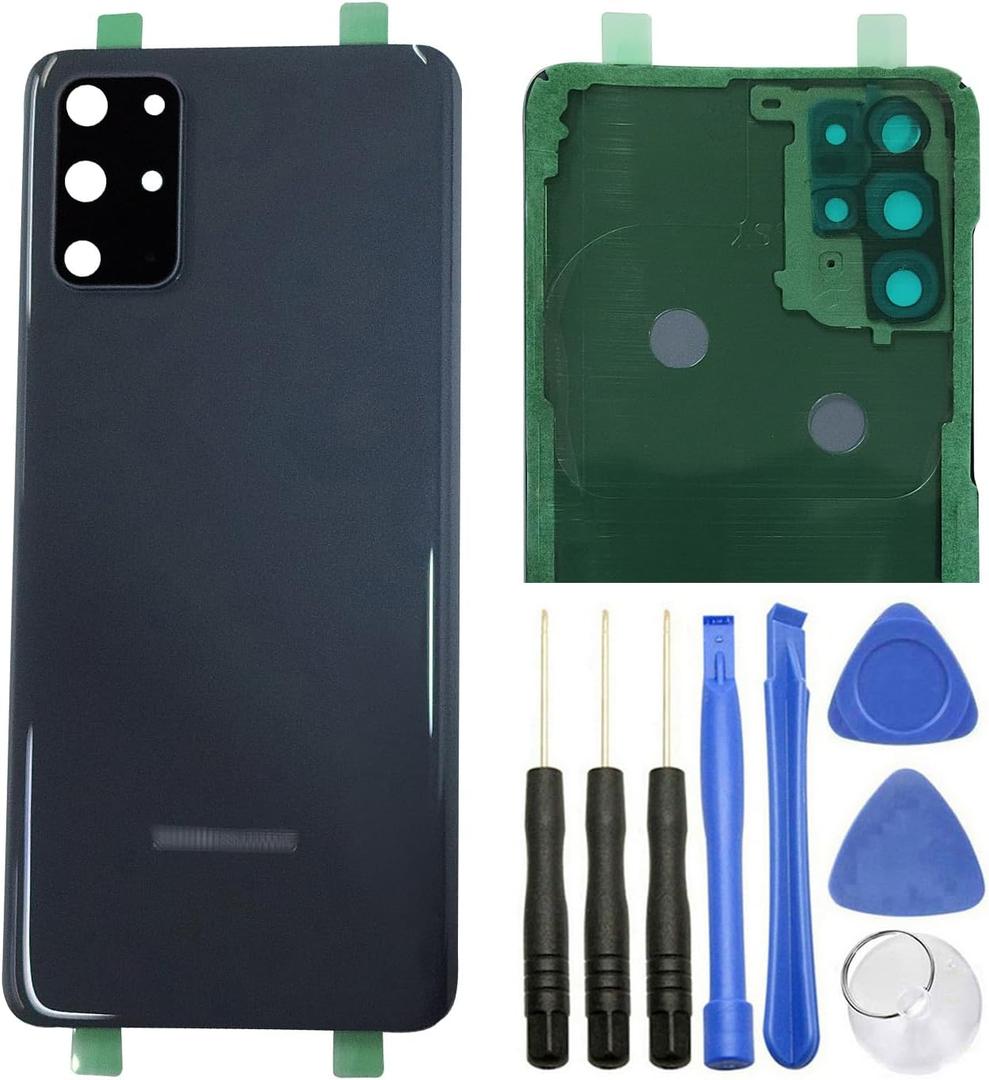 Ubrokeifixit Galaxy S20+,S20 Plus Rear Back Glass Cover Replacement for Samsung Galaxy S20+ G985 6.7",S20+ 5G G986,Pre-Cut Tape(Gray+Camera Lens)