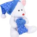 The Dreidel Company Christmas Santa Bear Carrying A Boot, Plush Belly Buddy, 9.5" Inch Plush Stuffed, Super Soft and Cuddly Toy, Classroom Decorations, Boys and Girls (Christmas Bear #1