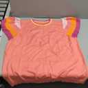SHEWIN Womens Summer Cap Sleeve Tops Casual Crewneck Loose Fit Knit Lightweight Sweater Pullover Top (XX-Large, Pink)