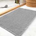 tchdio Waffle Bath Mat Rug, Super Absorbent Non Slip Bath Mats for Bathroom Mat Ultra Soft Bathmat Machine Washable Bathroom Rugs with Tassels, Bath Rugs Beside Tub, 18" x 30" (1'6" x 2'6" (Rectangular), Light Grey)