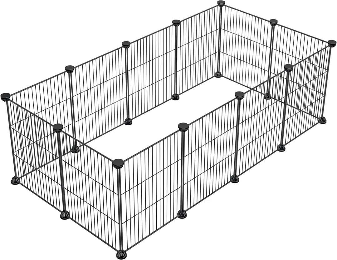 DIY Small Animal Playpen, Pet Playpen, Guinea Pig Cages, Rabbit Playpen, Dog Puppy Playpen, Indoor Metal Wire Yard Fence, 15 X 12 Inch, 12 Panels, Black
