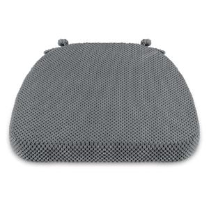 PRONOUS 1 Pack Dark Grey Chair Cushions with Tie Removable Cover, D-Shape Dining Kitchen Chair Seat Pads Non Slip 17"x16"