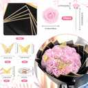 Artificial Roses 25PCS Pink Roses 3.15" Foam Flowers Bulk with Wrapping Paper, Butterfly Real Looking Light Pink Fake Flowers for Valentines, Anniversary,Mother's Day Birthday Wedding