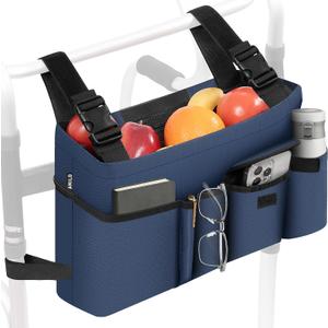 ANILD Walker Duffle Bag with Cooler Compartment - Walker Storage Bag Hand Free Walker Organizer with Cup Holder for Walkers, Roller Walkers, Wheelchairs and Scooters
