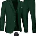Furuyal Men's Suits 3 Piece Slim Fit Suit Set,Two Button Wedding Business Tuxedo Solid Blazer Jacket Vest Pants with Tie (Dark Green)