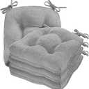 Cozyide Chair Cushions for Dining Chairs, 17" x 17" Non-Slip Kitchen Chair Pads with Adjustable Ties, Indoor Chair Cushions for Dining Room, Light Grey (Pack of 4)