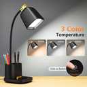 LED Desk Lamp with USB Charging Port Touch Control 3 Color Modes, Stepless Dimming,Eye-Caring LED Table Lamp for Home,Office,Bedroom,Reading,Work,Study,Gooseneck Lamp, 5V, 2.4A