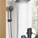 Veken 11.8 Inch Rain Shower Head with Handheld- High Pressure Dual Shower Heads with 5 Modes Handheld Spray Combo- Wide Rainfall Showerhead with Hose, Bathroom Accessories, Matte Black