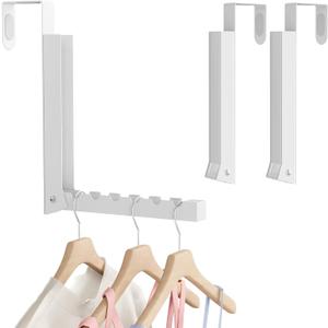 2 Pack Over The Door Hanger, Folding Over The Door Drying Rack for Laundry, Over The Door Hooks, Door Hanger for Clothing, Over The Door Clothes Hanger,Portable Compact,White