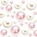 400Pcs Cream&Pink Vase Filler Pearl Beads for Centerpieces Vases, No Hole Faux Polish Pearls for Floating Candle Home Birthday Wedding Party Table Decor8/14/20mm