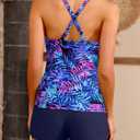 Women Tankini Swimsuits with Shorts - Two Piece Tummy Control Bathing Suits Top with Two Pockets Bottom Swimwear (M)