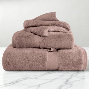 Superior Egyptian Cotton Pile 3-Piece Towel Set, 1 Bath, 1 Hand, 1 Face Towel/Washcloth, Heavyweight, Ultra Soft Luxury Towels, Thick Plush Essentials, Guest Bath, Spa, Hotel Bathroom, Muted Mauve