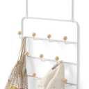 Umbra Estique Over The Door Coat Rack & Multi-Use Organizer, For Coats, Bags, Hats & More, White/Natural (Large)