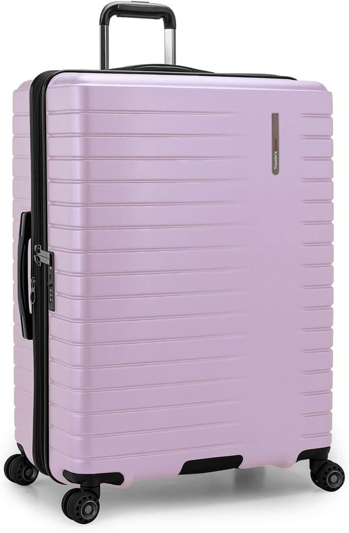 Traveler's Choice Archer Polycarbonate Hardside Spinner Luggage Set, Tie Down Straps, Purple, Checked 29-Inch