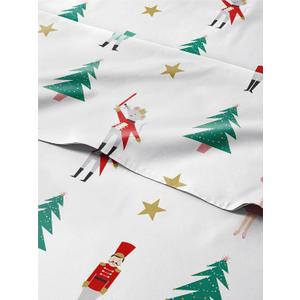 Queen Christmas Nutcracker Ballet Sheet Set - Holiday Xmas Pattern Bedding Set - Deep Pockets - Snug Fit - 4 Piece - Wrinkle Free - Comfy Festive Winter - Holiday Sheets for Women, Men, Kids & Teens