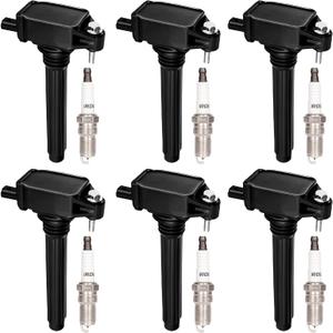 Set of 6 Ignition Coil Packs & Iridium Spark Plugs for Dodge Grand Caravan Durango Journey Jeep Cherokee Wrangler Chrysler Town Country 300 Charger 3.6 Replaces UF648 UF709