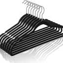 Hangers 50 Pack,Ultra-Thin Plastic Clothes Hangers (17.7 Inch) - Space-Saving Slim Hangers with Non-Slip Grooves for Wardrobe, Closet & Dorm Organization(Black)