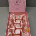 GLASSIQUE CADEAU Vintage Art Deco Blush Pink Coupe Glasses with Gold Rims | Set of 4 | 7 oz Crystal Ribbed Cocktail Glassware for Drinking Champagne, Martini, Cosmopolitan | Girly Speakeasy Saucers