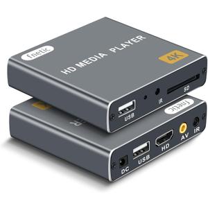 4K Digital Media Player, TV MP4 Video Player with HDMI/AV Output, Digital Signage Mini HD Media Players for USB Drives/SD Cards, H.265/HEVC, Looping, Auto Playback, Grey