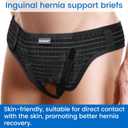VELPEAU Hernia Belt for Men & Women - Bilateral/Double Inguinal, Groin Hernia Support Truss Underwear Briefs, Pain Relief Recovery Adjustable Strap with 2 Removable Medical Compression Pads (Black, M)