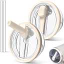 2 PCS 30 oz Spill Proof Tumbler Flip Straw Lid for Stanley Cup, Leak Proof Tumbler Lid Replacement Fit for Stanley Quencher, Reusable Tumbler Cover 30oz Stanley Cup Accessories (cream)