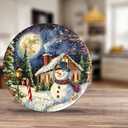 Christmas Snowman Tree Tin Sign Vintage Winter Wall Art Festive Home Decor for Farmhouse Bedroom Bar Kitchen 12 * 12inch