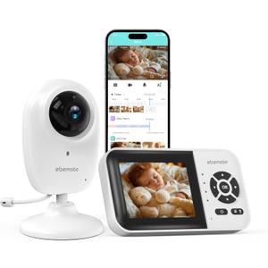 ebemate WiFi Video Baby Monitor,2.8" Display with 1080P Camera,No Glow Night Vision,2-Way Talk & 1200Ft Long Range,WiFi On/Off Cam Baby Monitoring EBS28