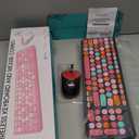 Wireless Keyboard and Mouse Combo, Retro Typewriter Keyboard with Round Keycaps, 2.4GHz USB Cute Wireless Keyboard Mouse for Computer, Desktop, Laptop and Computer (Black-Colorful)