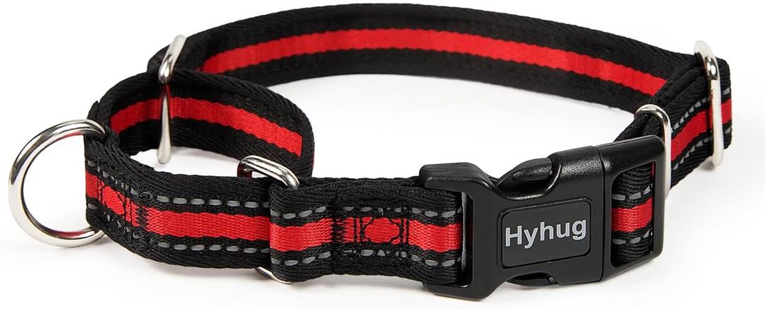 3 x Hyhug Reflective Martingale Dog Collar with Buckle: Escape-Proof, No Slip Heavy Duty Nylon, Colorfast Adjustable Pet Supplies for Small Breeds(Reflective Red, Extra Small)