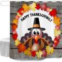 Thanksgiving Shower Curtain for Bathroom Decor, 72x72 inch